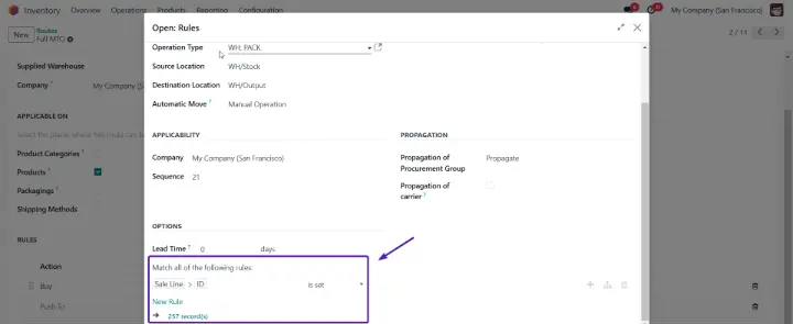 how to establish Setting conditions for stock accounting in odoo 18